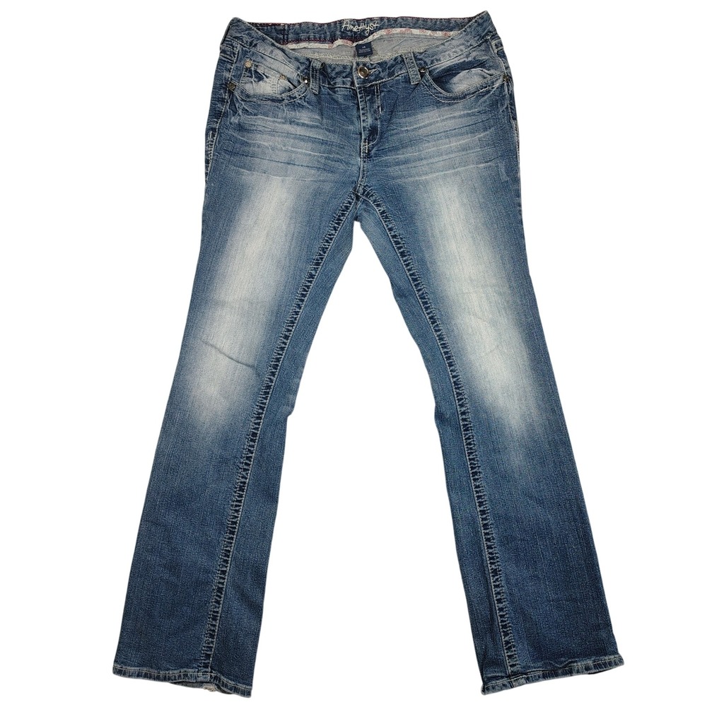 Amethyst Bootcut Jeans Women 14 Blue Helen Thick Stitch Whiskered Cotton Blend